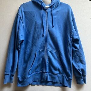COZY Fleece Boyfriend Zip Hoodie Blue Women’s S Oversized